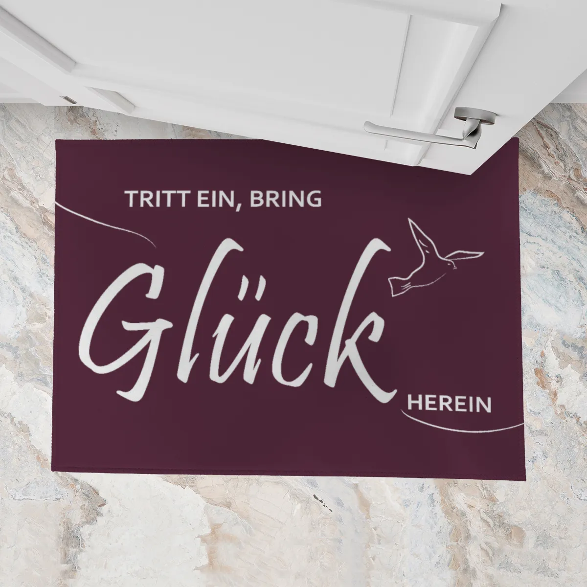 Spruch-Fußmatte Tritt ein, bring Glück herein - Schmutzfangmatte bedruckt Glück grün 70 x 50 cm