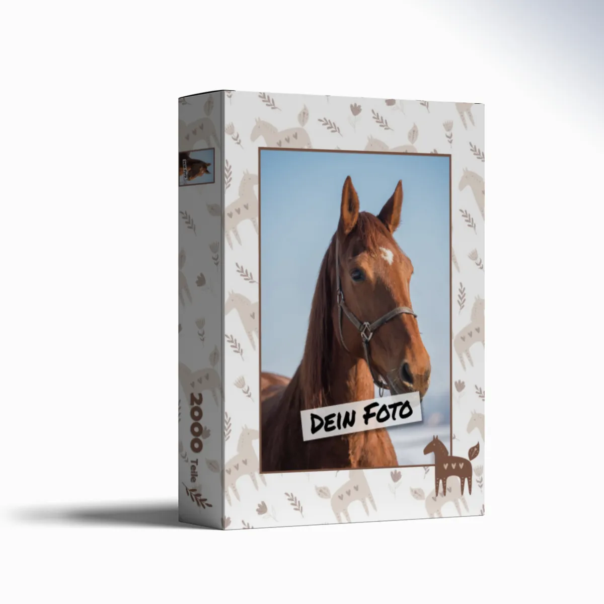 Fotopuzzle mit eigenem Bild - Fotopuzzle selbst gestalten 1000 Teile - Schachtel Skandipferde- Puzzle mit Foto personalisiert - Geschenk Geburtstag, Pferdefans Skandipferde 1000 Teile Quer