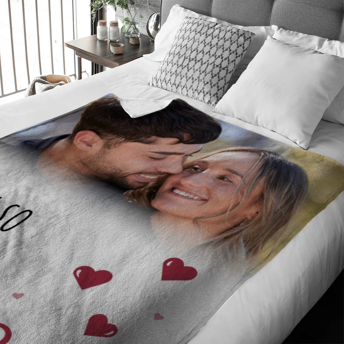 Kuscheldecke So Lucky - mit Foto personalisierbar - Geschenkidee für Verliebte, Valentinstag So Lucky