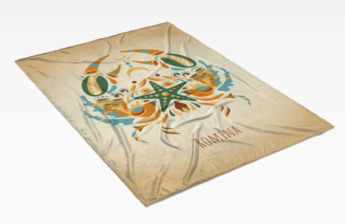 Sternzeichen Wohndecke Wassermann floral mit Namen personalisierbar