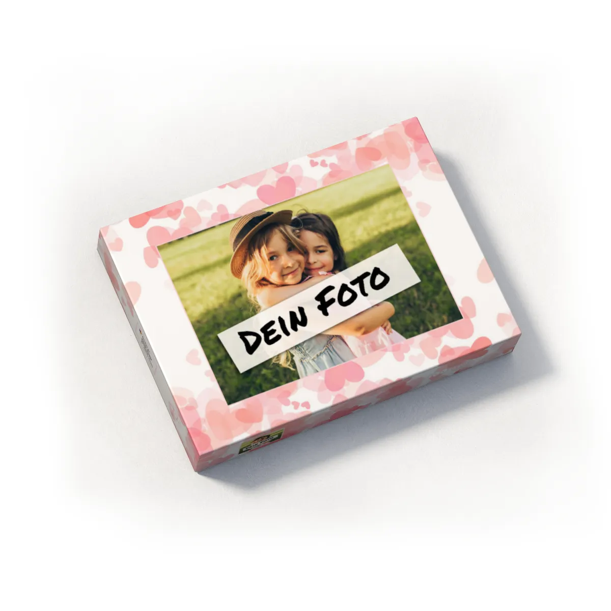 Fotopuzzle mit eigenem Bild - Fotopuzzle selbst gestalten 1000 Teile - Schachtel Herzen rosa - Puzzle mit Foto personalisiert - Geschenk Valentin Herzen rosa 1000 Teile Quer