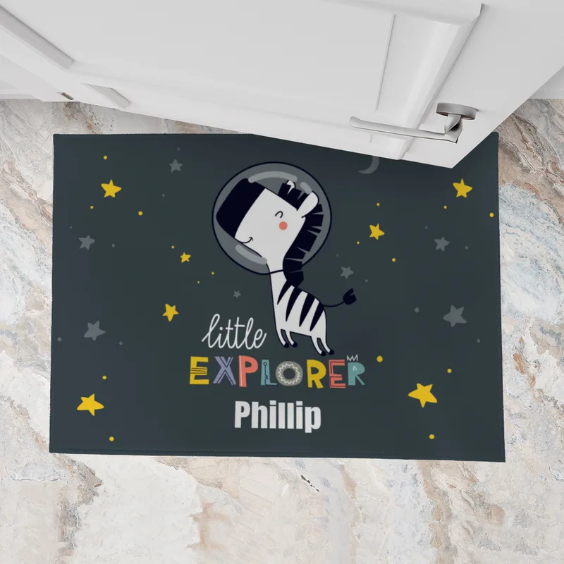 Fußmatte Zebra Little Explorer mit Namen personalisiert - Kinderzimmer