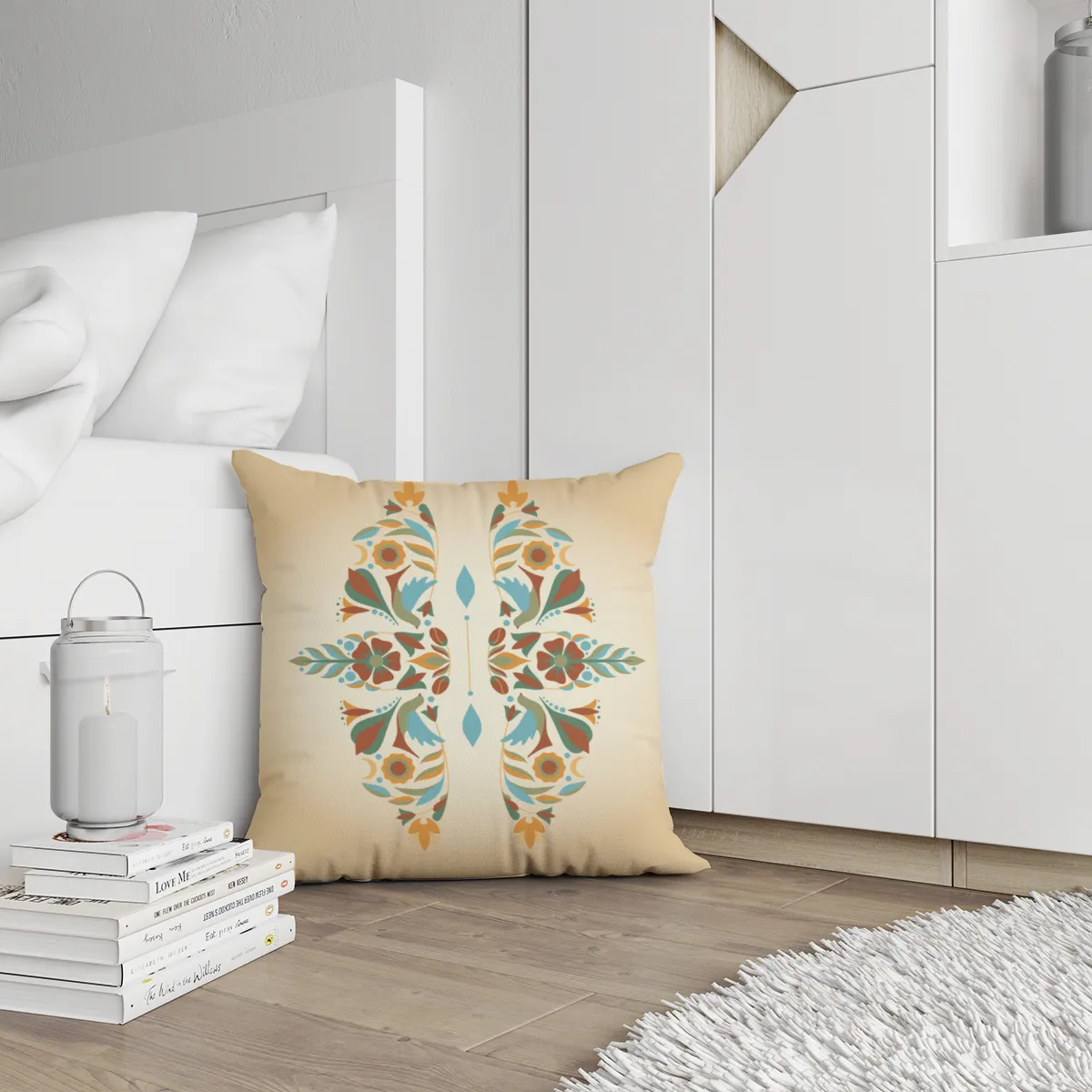Samtkissen Zodiac Art – Löwe floral