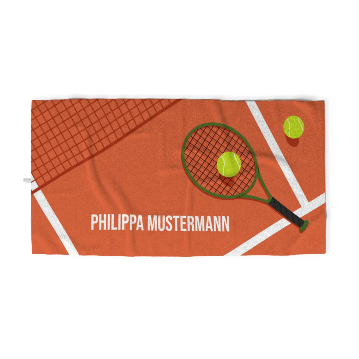Badetuch Sport - mit Namen personalisierbar - personalisiertes Namens-Badetuch - Strandtuch mit Wunschtext - Tennis orange