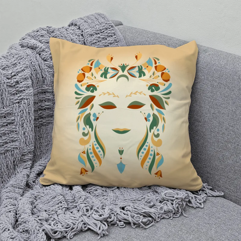 Samtkissen Zodiac Art – Löwe floral