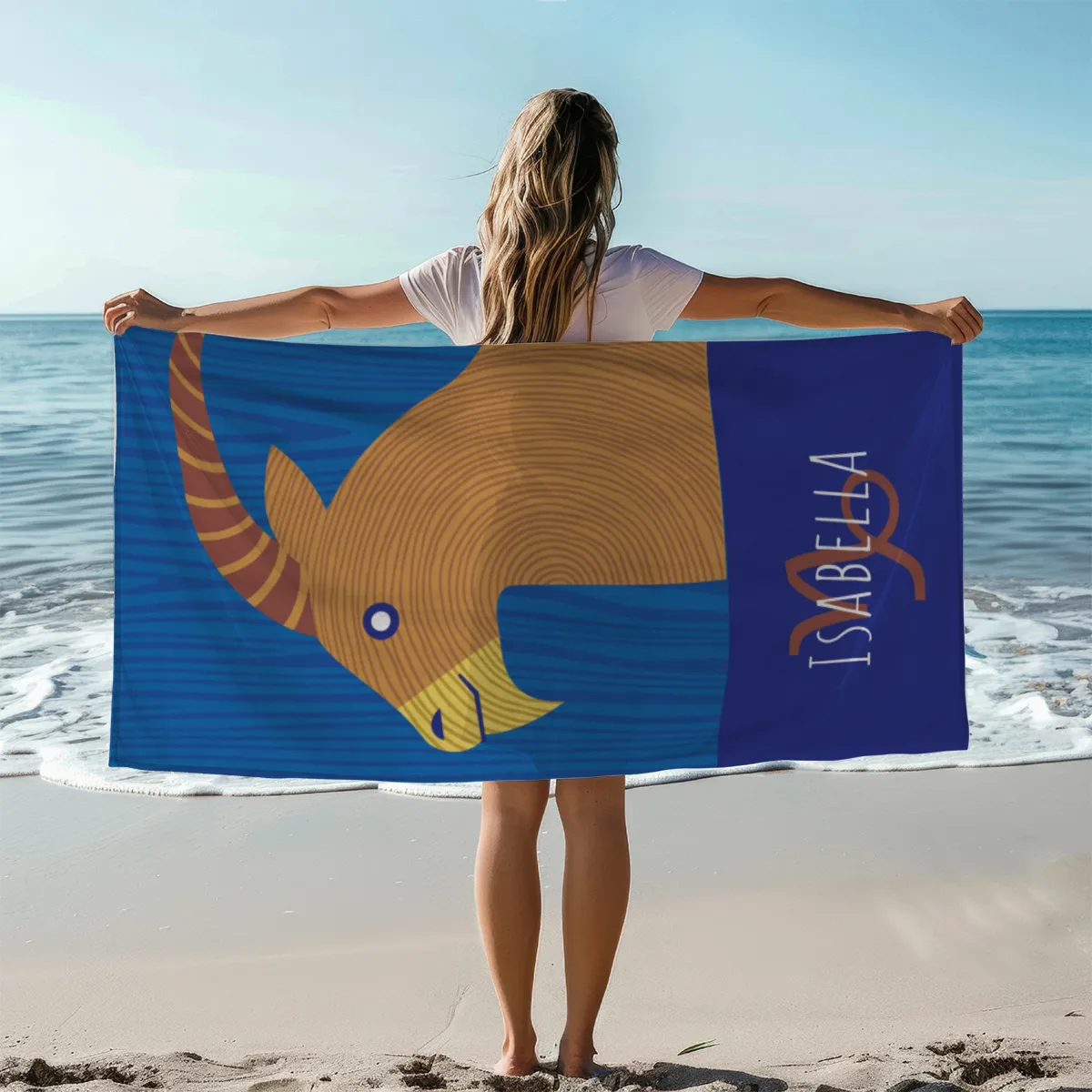 Strandtuch Sternzeichen Wassermann - mit Namen personalisierbar