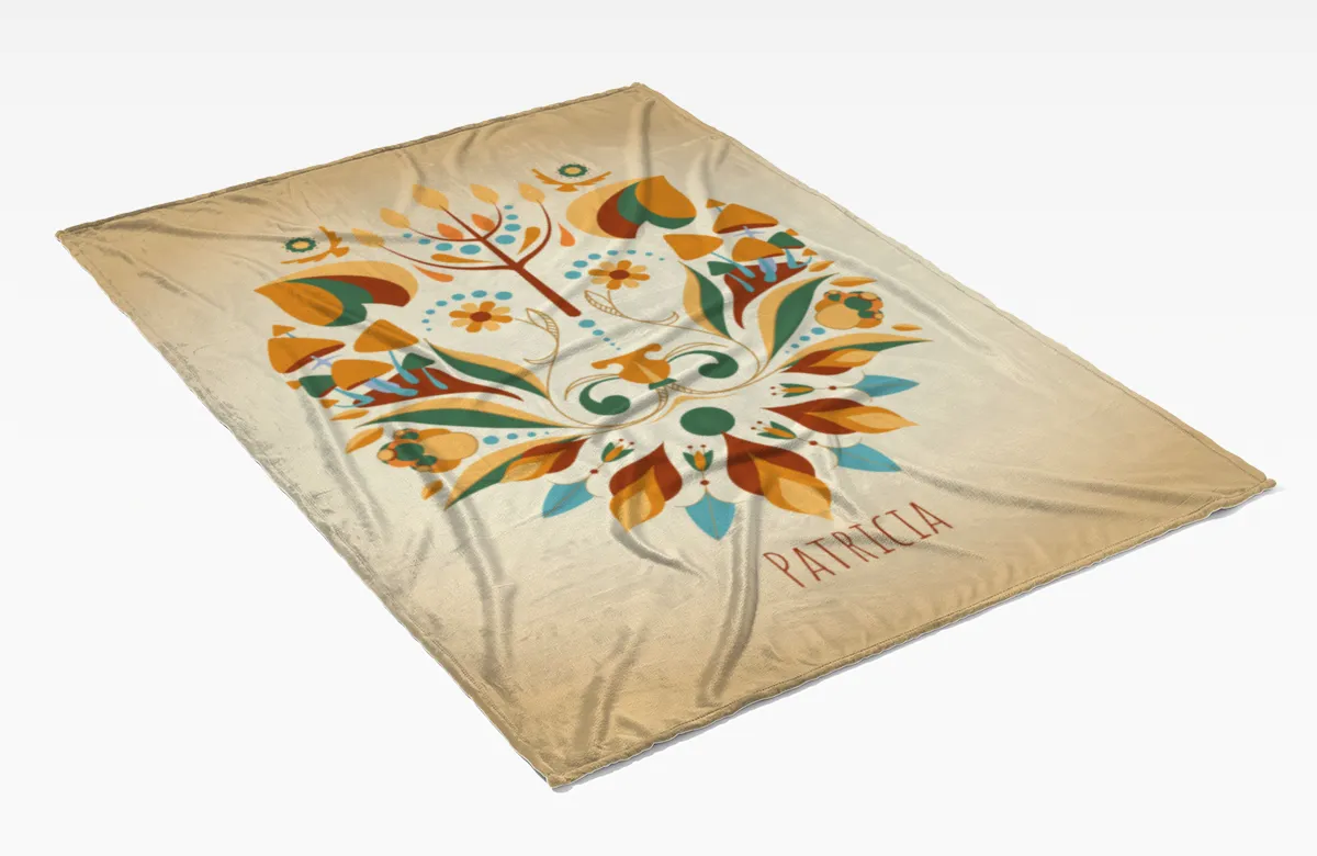 Sternzeichen Wohndecke Wassermann floral mit Namen personalisierbar