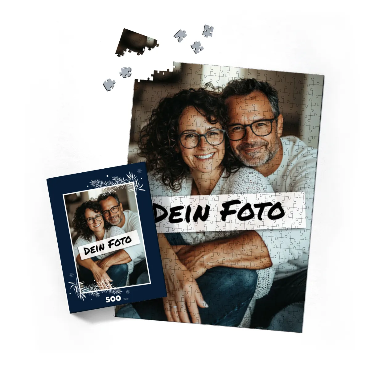 Fotopuzzle mit eigenem Bild - Fotopuzzle selbst gestalten 1000 Teile - Schachtel Weihnachtszweige - 1000 Teile Puzzle mit Foto - Geschenk Weihnachten Weihnachtszweige 1000 Teile Quer