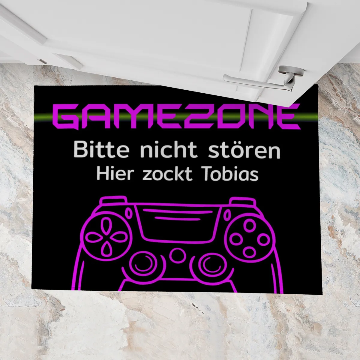 Fußmatte mit Namen personalisierbar - Geschenkidee Einzug, Geburtstag, Richtfest, Umzug - Fussmatte mit Namen - Motiv Gamezone 70 x 50 cm