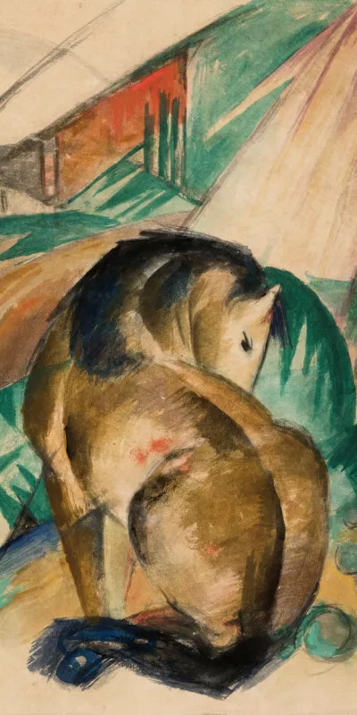 Handtuch Sitzendes Pferd - Franz Marc