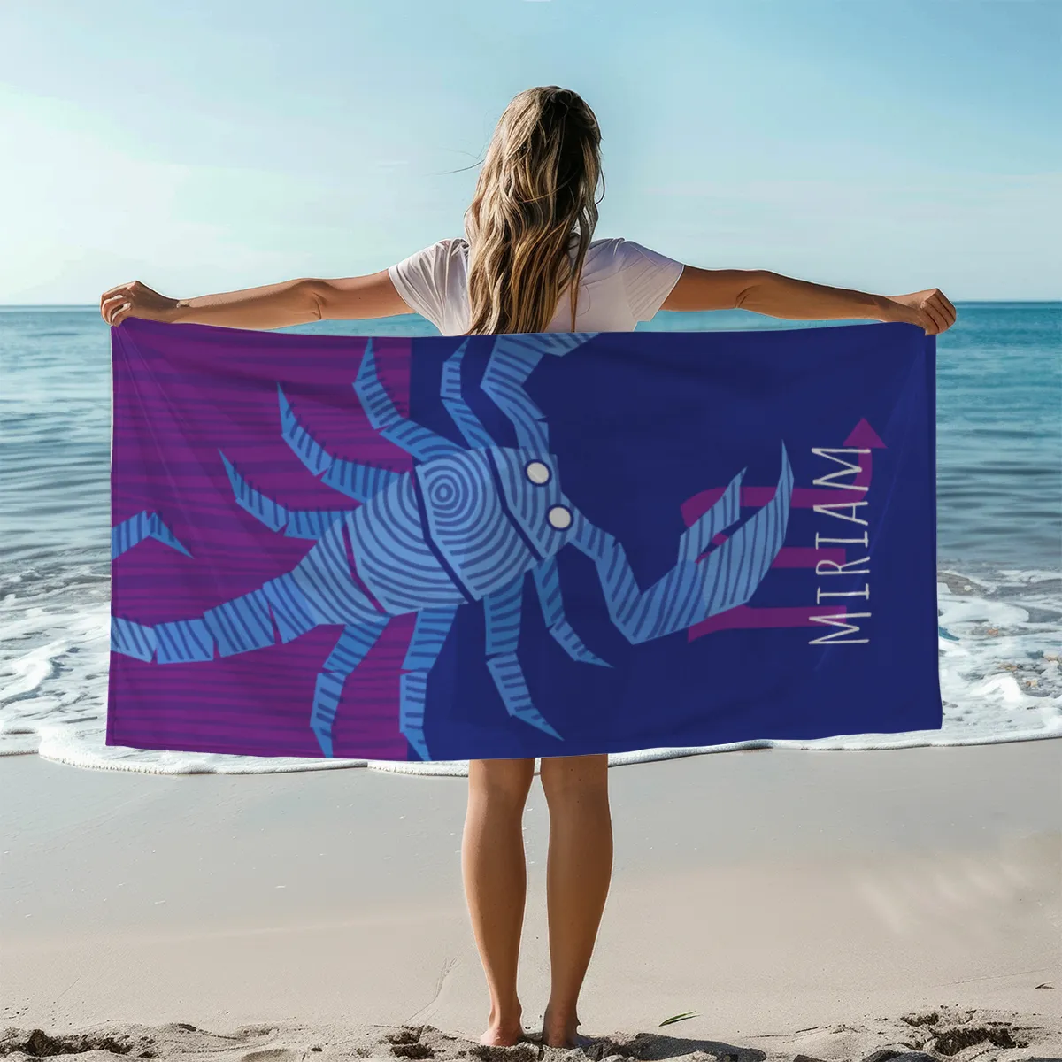 Strandtuch Sternzeichen Wassermann - mit Namen personalisierbar