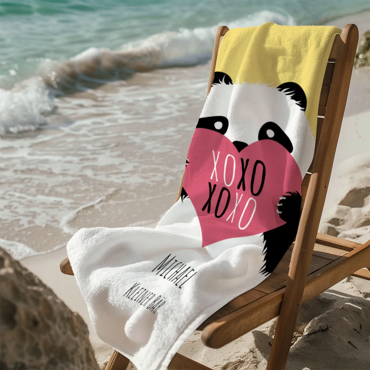 Duschtuch mit Namen personalisierbar - personalisiertes Namens-Duschtuch mit Wunschtext - XOXO Katze