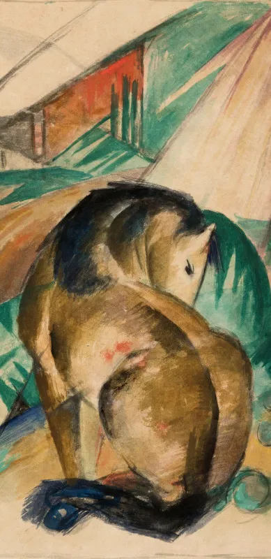 Handtuch Sitzendes Pferd - Franz Marc