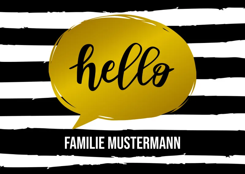 Fußmatte mit Namen personalisierbar - Geschenkidee Einzug, Geburtstag, Umzug, Paare - Fussmatte mit Namen - Motiv Hello Stripes 70 x 50 cm