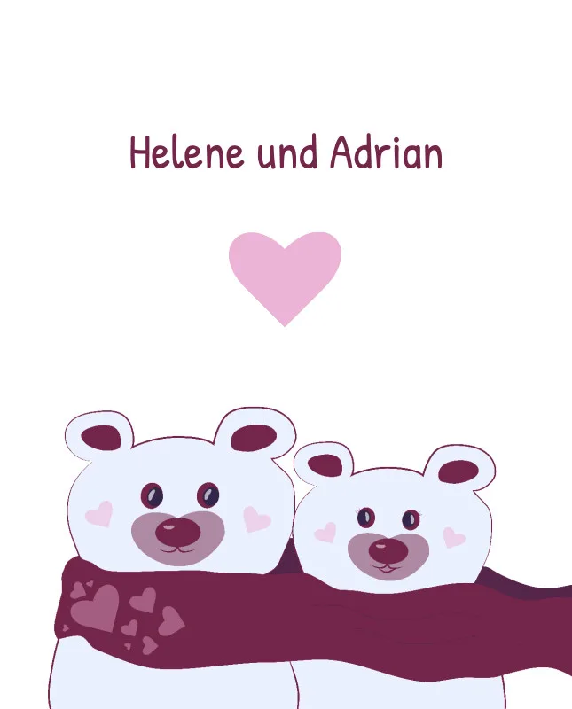 Kuscheldecke Bären mit Schal - mit Namen personalisierbar - Geschenkidee für Verliebte Bären Schal 140 x 200 cm