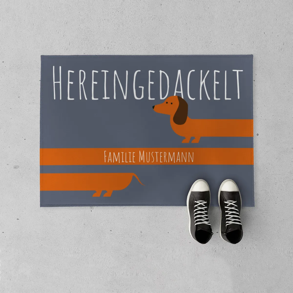 Fußmatte mit Dackel Motiv und Spruch – witzige Schmutzfangmatte für Haustür, rutschfest, waschbar – Geschenk für Hundeliebhaber, Haustier Deko für Eingang Dackel 70 x 50 cm