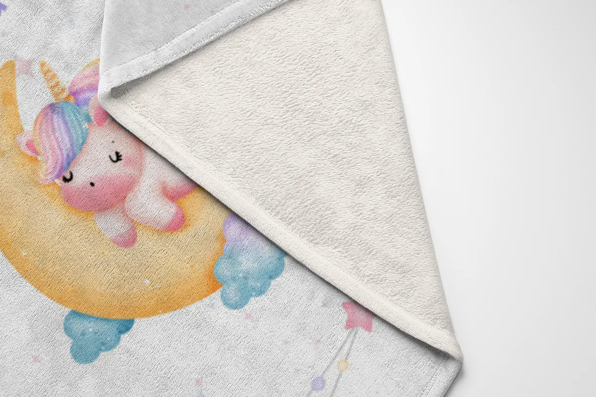 Babydecke mit Namen personalisierbar, Kuscheldecke, Namensdecke mit Einhorn, Geschenkidee Geburt Motiv Einhorn 75 x 100 cm