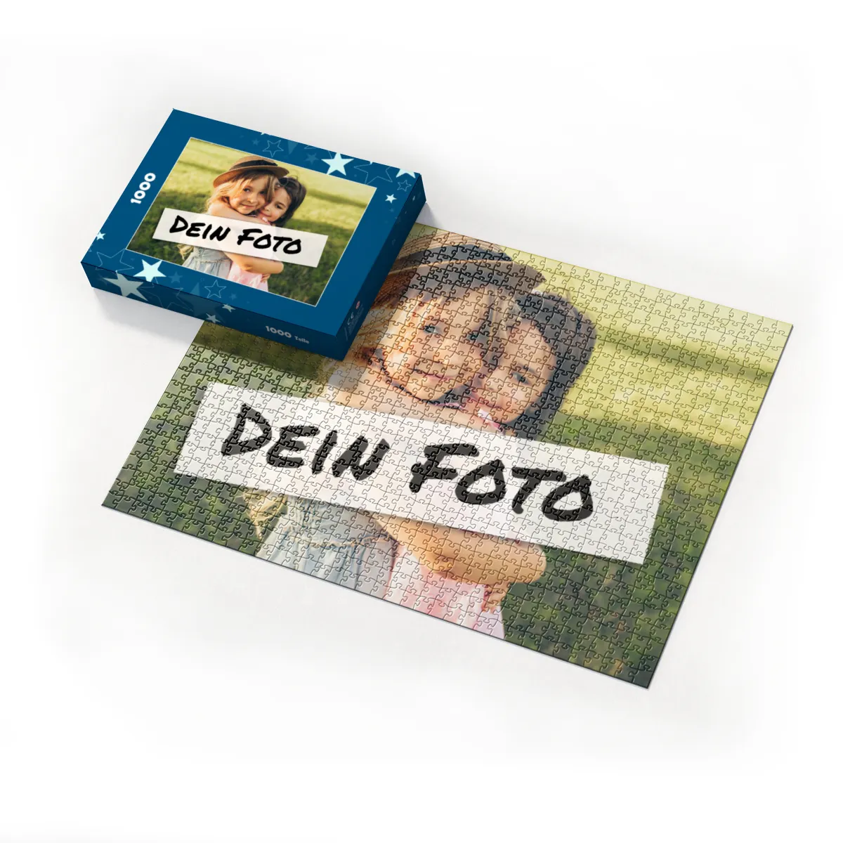 Fotopuzzle mit eigenem Bild - Puzzle selbst gestalten 1000 Teile Querformat - Schachtel Sterne - mit Foto personalisiert - Geschenk Weihnachten