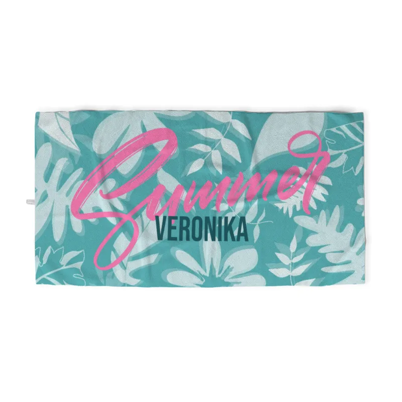 Handtuch Summer mit tropischen Blättern - mit Namen personalisierbar - personalisiertes Namenshandtuch - Handtuch Sommer mit Namen - Summerleaves