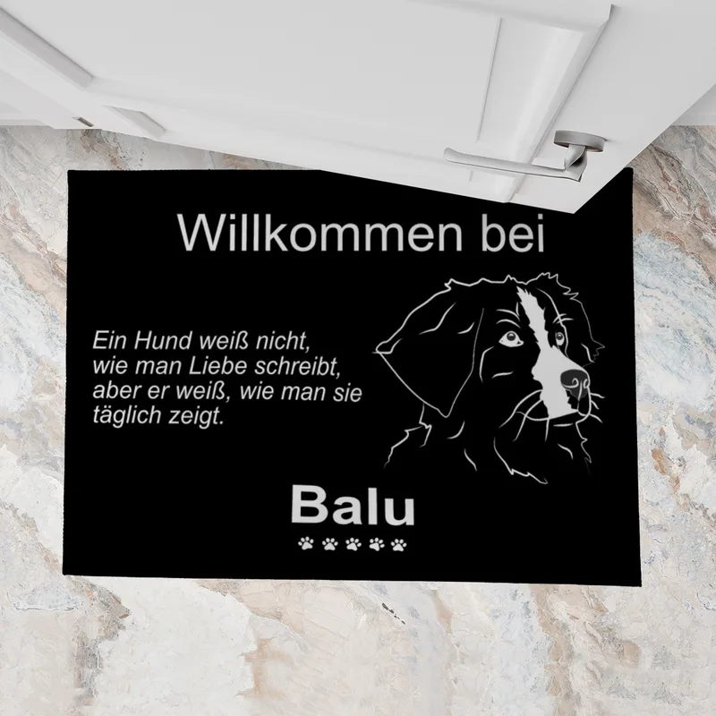 Personalisierte Fußmatte mit Französischer Bulldogge schwarz 70 x 50 cm