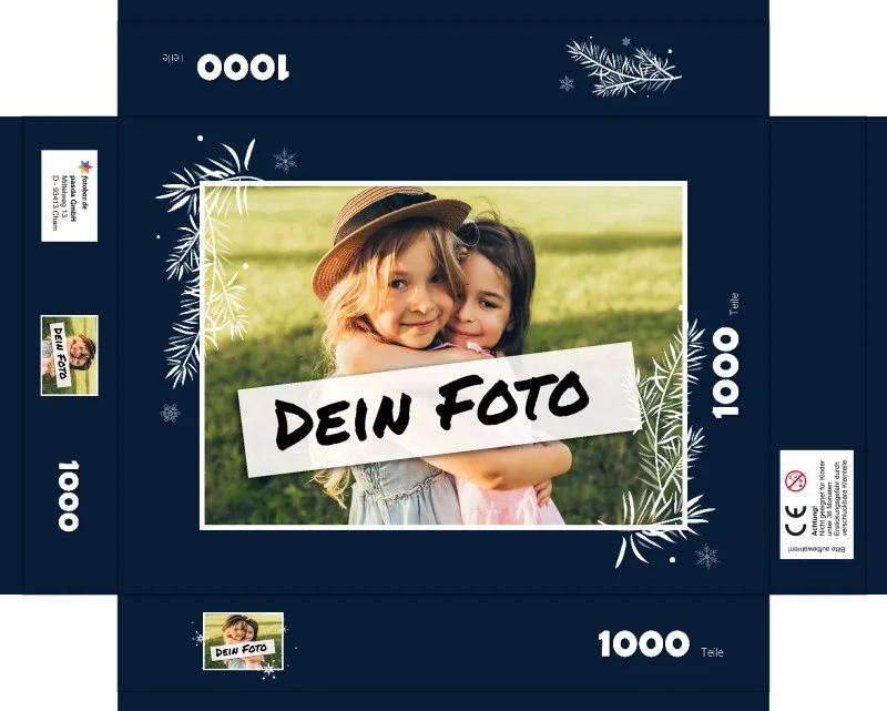 Fotopuzzle mit eigenem Bild - Fotopuzzle selbst gestalten 1000 Teile - Schachtel Weihnachtszweige - 1000 Teile Puzzle mit Foto - Geschenk Weihnachten Weihnachtszweige 1000 Teile Quer