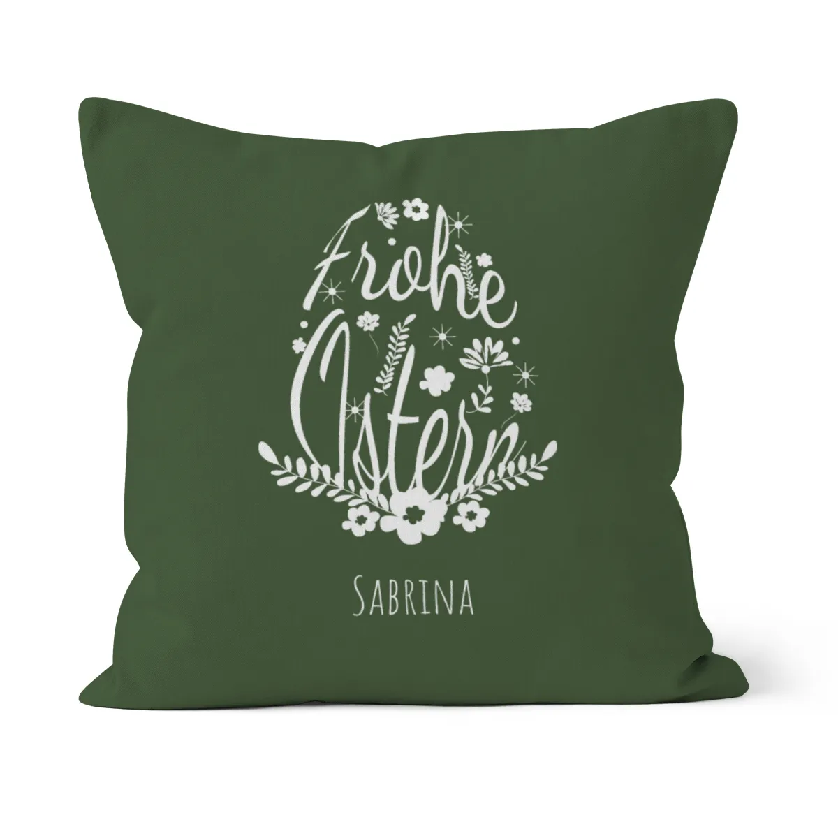 Namenskissen Ostern - Samtkissenbezug Ei Frohe Ostern - mit Namen personalisierbar - Osterdeko - Geschenkidee Ostern Blütenei Frohe Ostern 40 x 40 cm