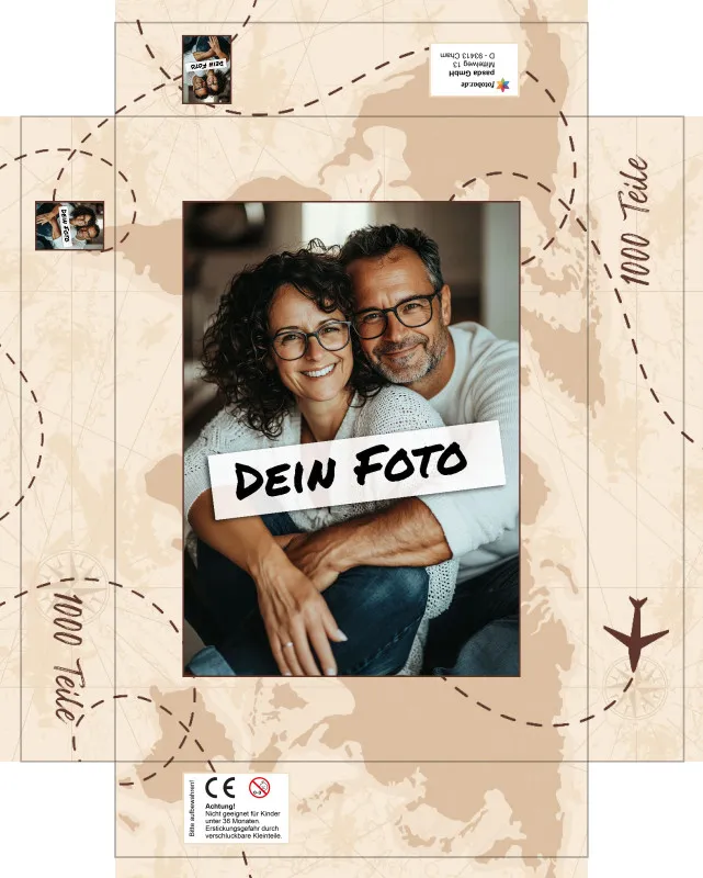 Fotopuzzle mit eigenem Bild - Fotopuzzle selbst gestalten 2000 Teile - Schachtel Weltreise - Puzzle mit Foto personalisiert - Geschenk Geburtstag Weltreise 2000 Teile Quer