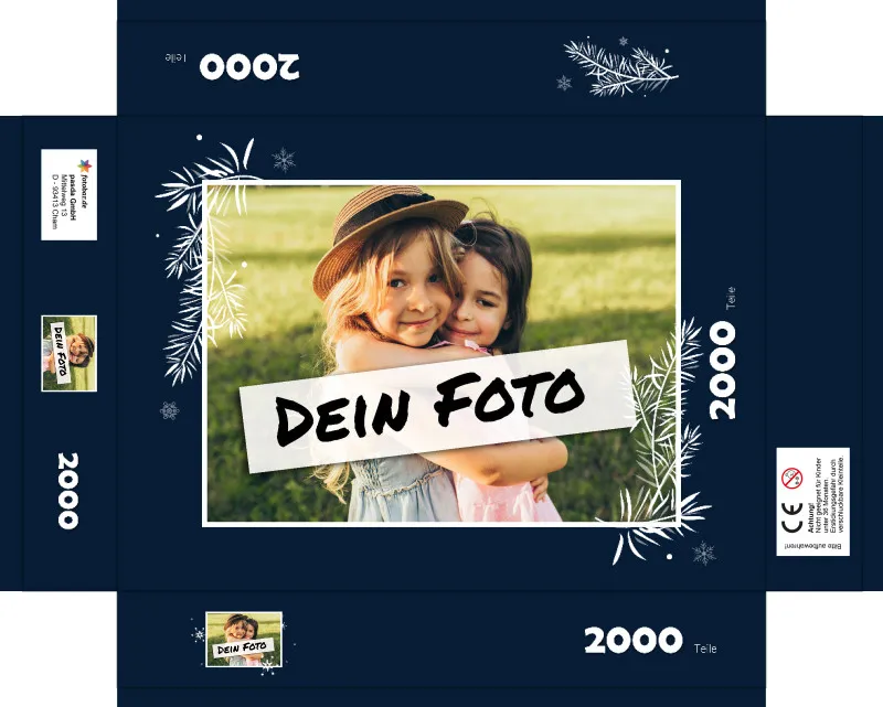 Fotopuzzle mit eigenem Bild - Fotopuzzle selbst gestalten 1000 Teile - Schachtel Weihnachtszweige - 1000 Teile Puzzle mit Foto - Geschenk Weihnachten Weihnachtszweige 1000 Teile Quer