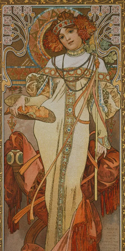 Handtuch Jahreszeiten: Der Herbst - Alfons Mucha
