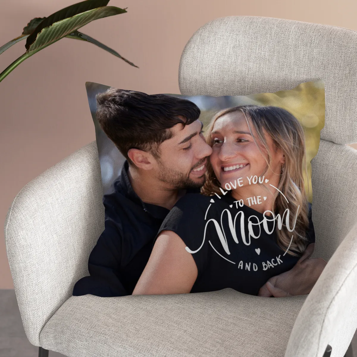 Personalisiertes Fotokissen - beidseitig mit je 1 Foto gestaltbar - Samtkissenbezug Love you to - Geschenk Valentin, Partnergeschenk