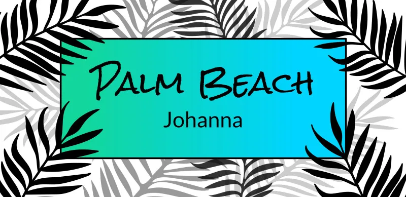 Badetuch Sommer - mit Namen personalisierbar - personalisiertes Namens-Badetuch - Strandtuch mit Wunschtext - Palmenblätter