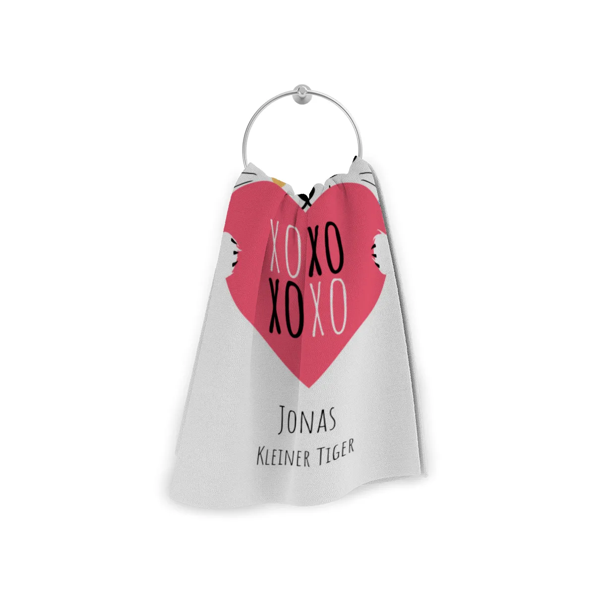 Duschtuch mit Namen personalisierbar - personalisiertes Namens-Duschtuch mit Wunschtext - XOXO Katze