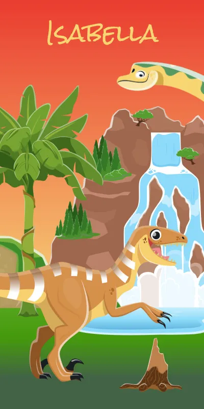 Dinosaurier-Handtuch mit Namen personalisierbar - personalisiertes Namens-Handtuch - Kinderhandtuch mit Wunschtext - Dinowelt