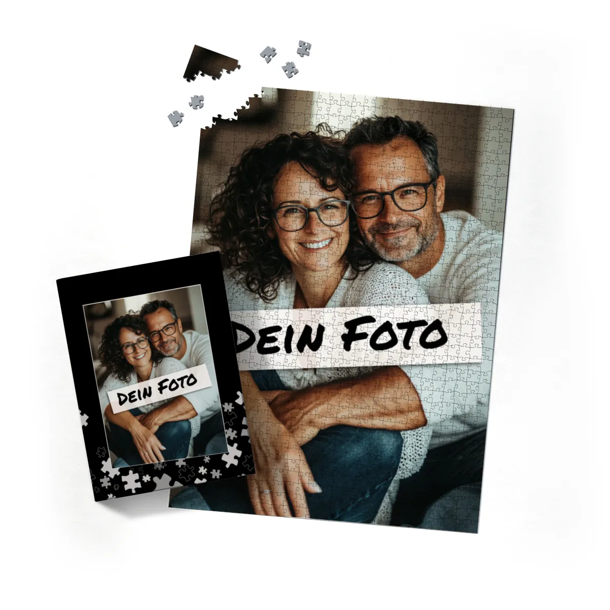 Fotopuzzle mit eigenem Bild - Puzzle selbst gestalten 1000 Teile Quer - Schachtel Puzzleteile schwarz - mit Foto personalisiert - Geschenk Geburtstag