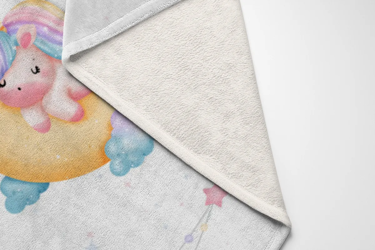 Babydecke mit Namen personalisierbar, Kuscheldecke, Namensdecke mit Einhorn, Geschenkidee Geburt Motiv Einhorn 75 x 100 cm