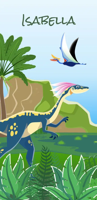 Dinosaurier-Handtuch mit Namen personalisierbar - personalisiertes Namens-Handtuch - Kinderhandtuch mit Wunschtext - Dinowelt