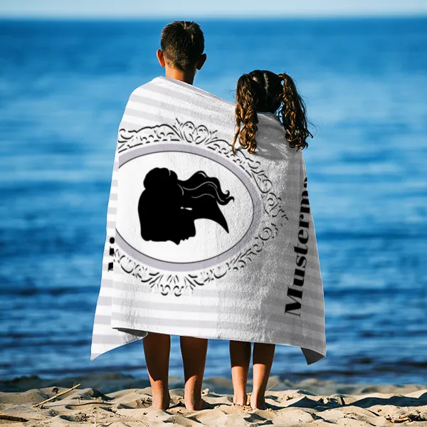 Misses Vintage - personalisiertes Namens-Strandtuch mit Wunschtext - Geschenkidee Hochzeit, Paar