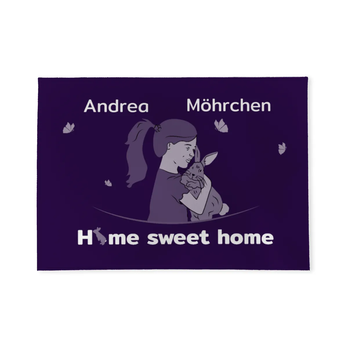 Personalisierte Fußmatte Pärchen mit Hund und Katze schwarz 70 x 50 cm