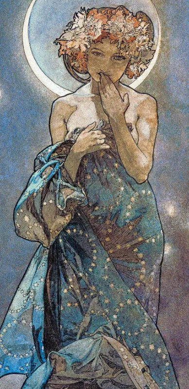 Handtuch Sterne: Der Mond - Alfons Mucha