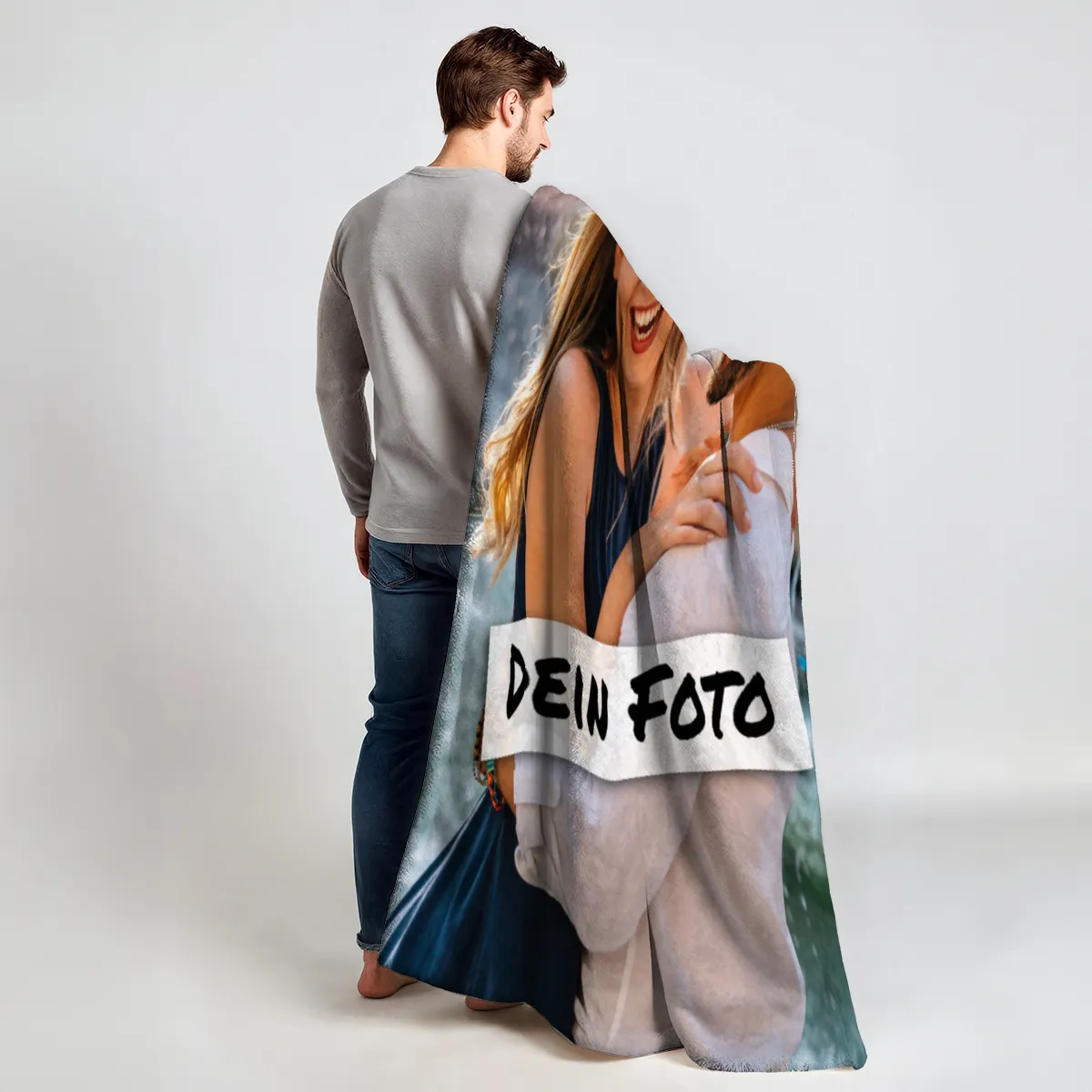 Personalisierte Kuscheldecke mit Foto - personalisierte Fotodecke - Kuscheldecke mit Ihrem Bild - Fotodecke selbst gestalten - Decke Querformat 200 x 140 cm 1 Foto Design 200 x 140 cm