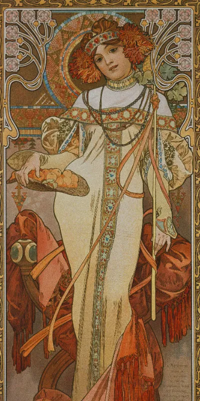 Handtuch Jahreszeiten: Der Herbst - Alfons Mucha