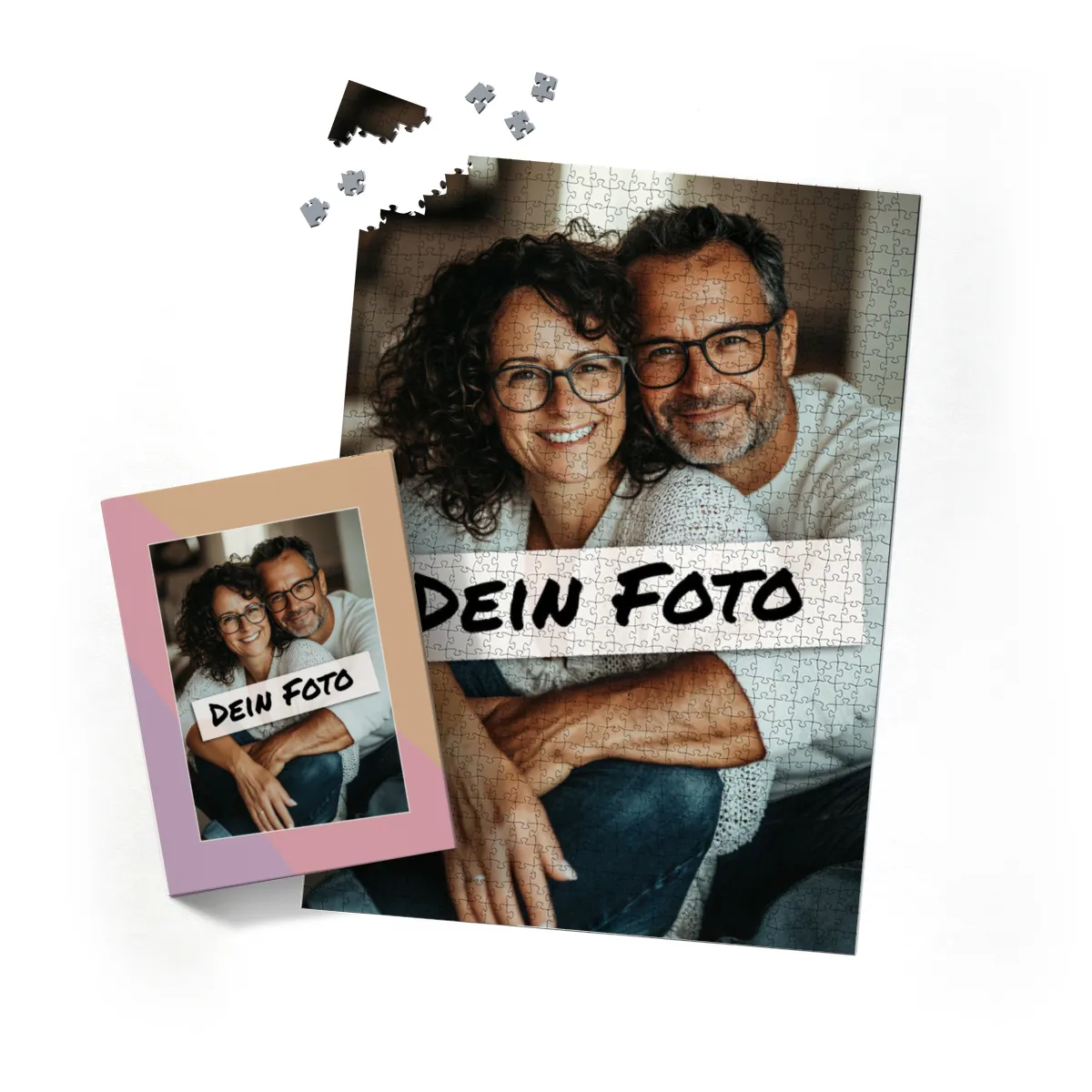 Fotopuzzle mit eigenem Bild - Fotopuzzle selbst gestalten 1000 Teile - Schachtel Pastellfarben - 1000 Teile Puzzle mit Foto - Geschenk Geburtstag Pastell 1000 Teile Quer
