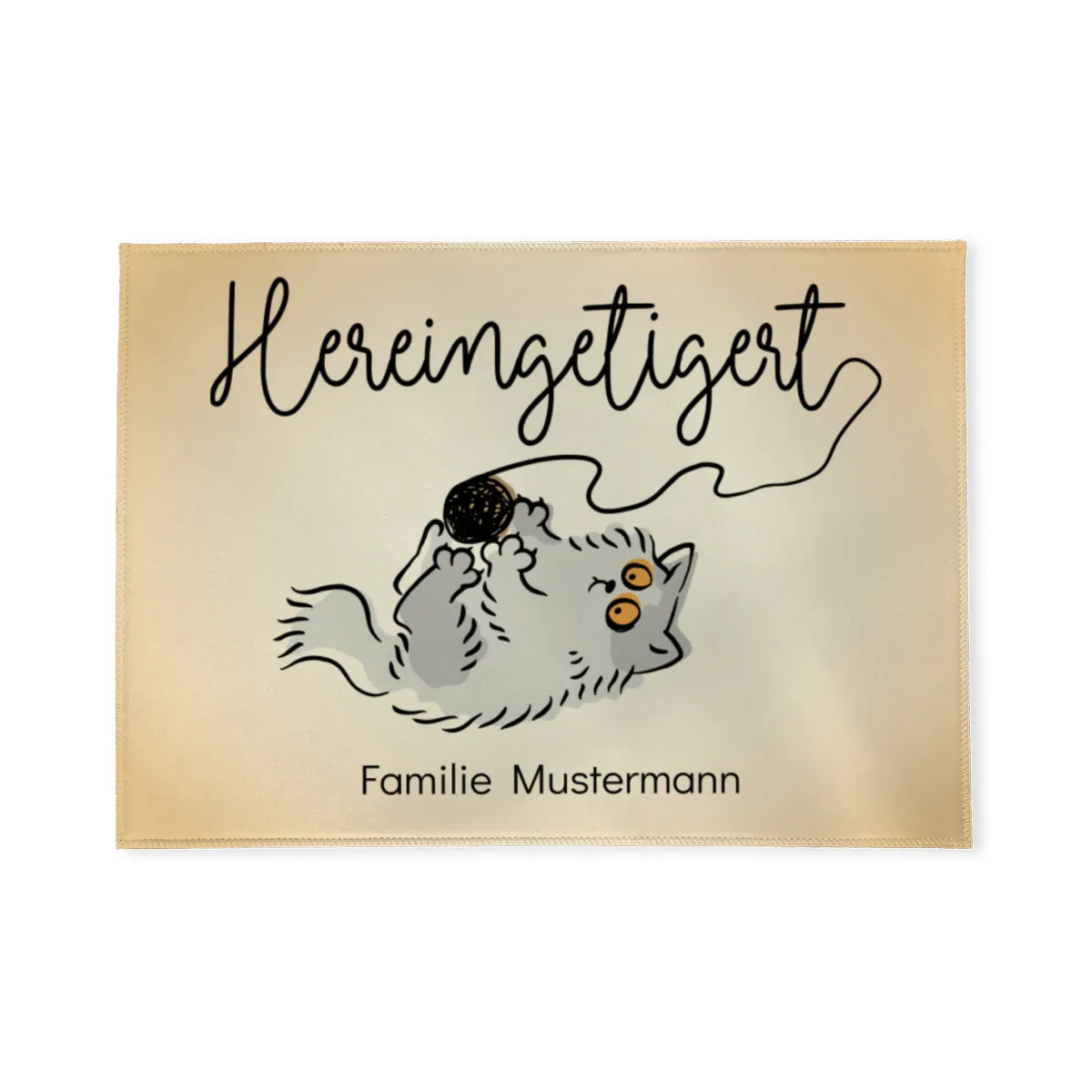 Fußmatte mit Namen personalisierbar - Geschenkidee Einzug, Geburtstag, Richtfest - Fussmatte mit Namen - Motiv Hereingetigert dunkel 70 x 50 cm