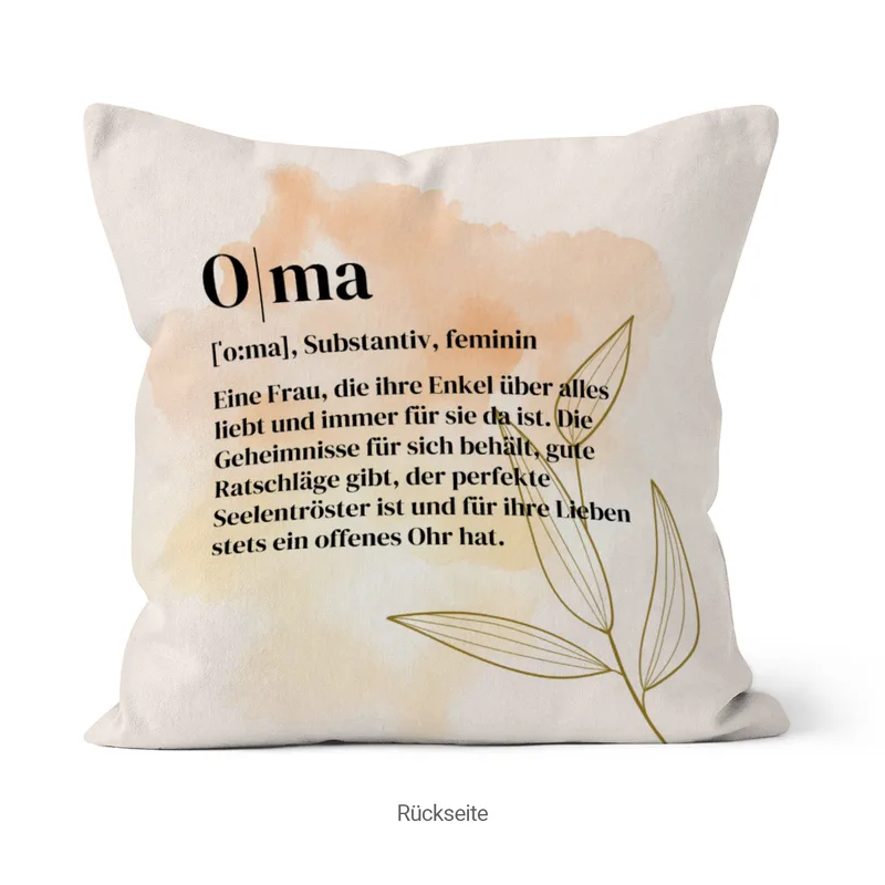 Personalisiertes Fotokissen - Vorderseite mit Foto personalisierbar - Samtkissenbezug Oma Substantiv - Geschenk Muttertag