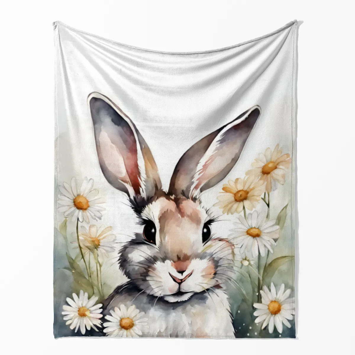 Wohndecke Häschen mit Gänseblümchen