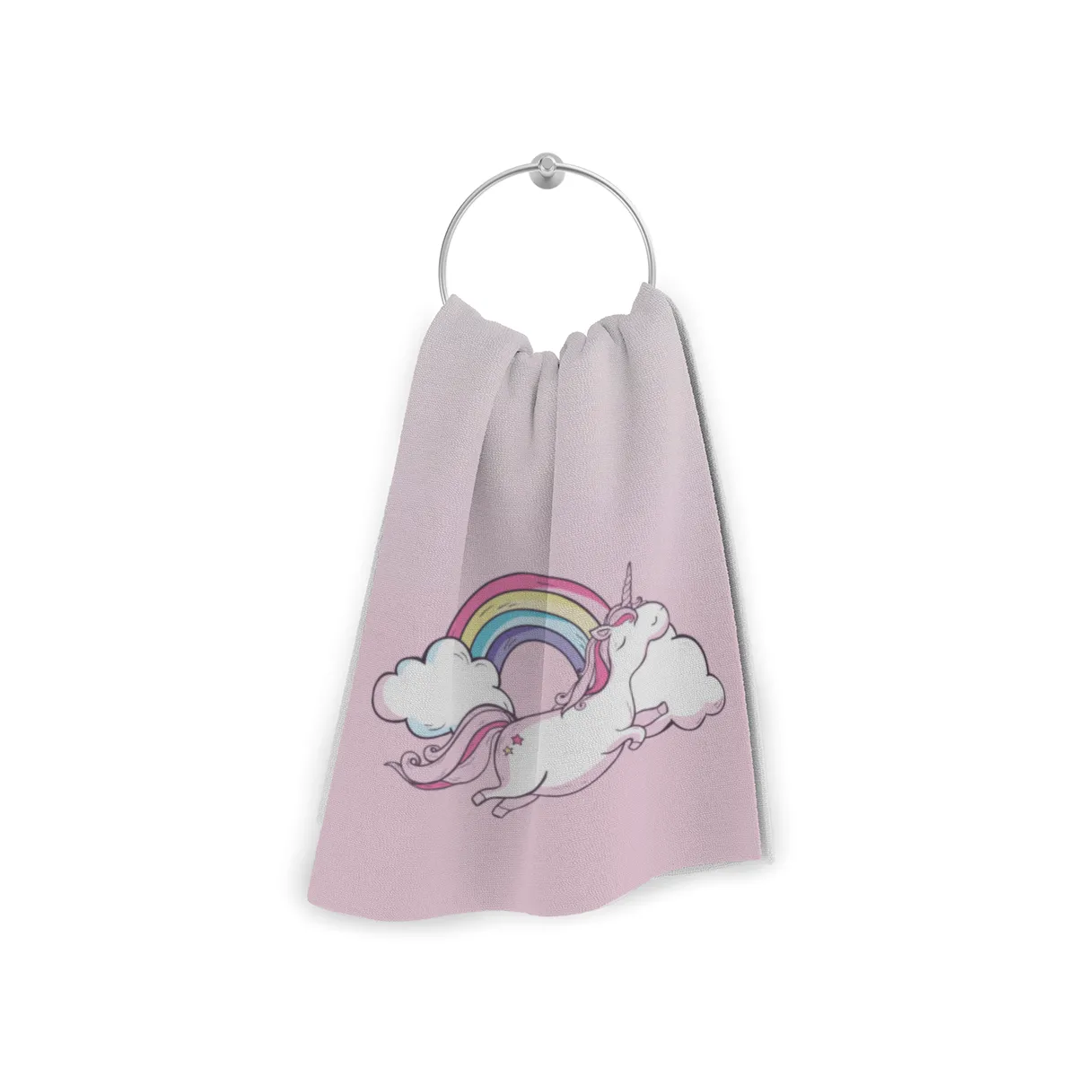 Duschtuch mit Namen personalisierbar - personalisiertes Namens-Duschtuch mit Wunschtext - Einhornwolken