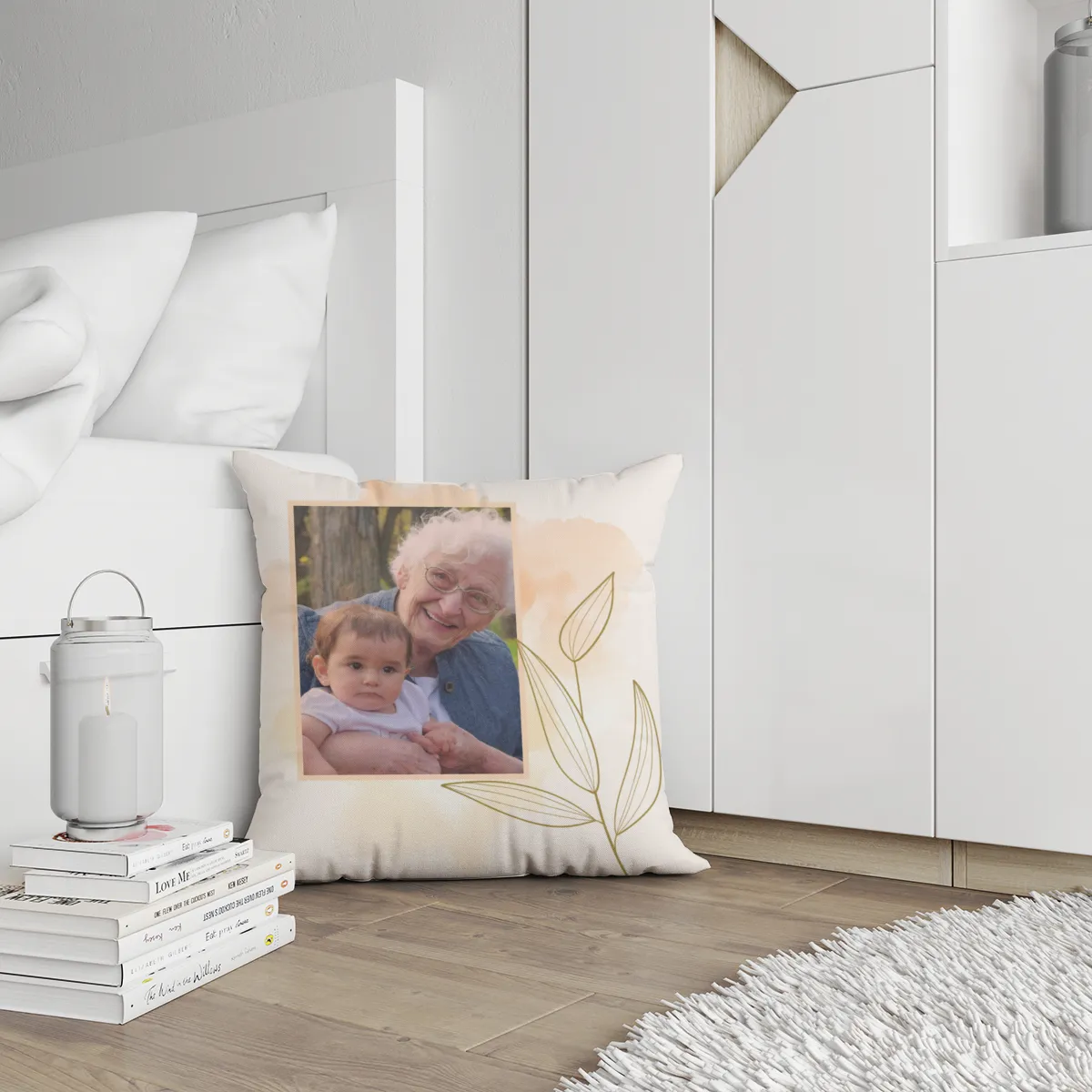 Personalisiertes Fotokissen - Vorderseite mit Foto personalisierbar - Samtkissenbezug Oma Substantiv - Geschenk Muttertag