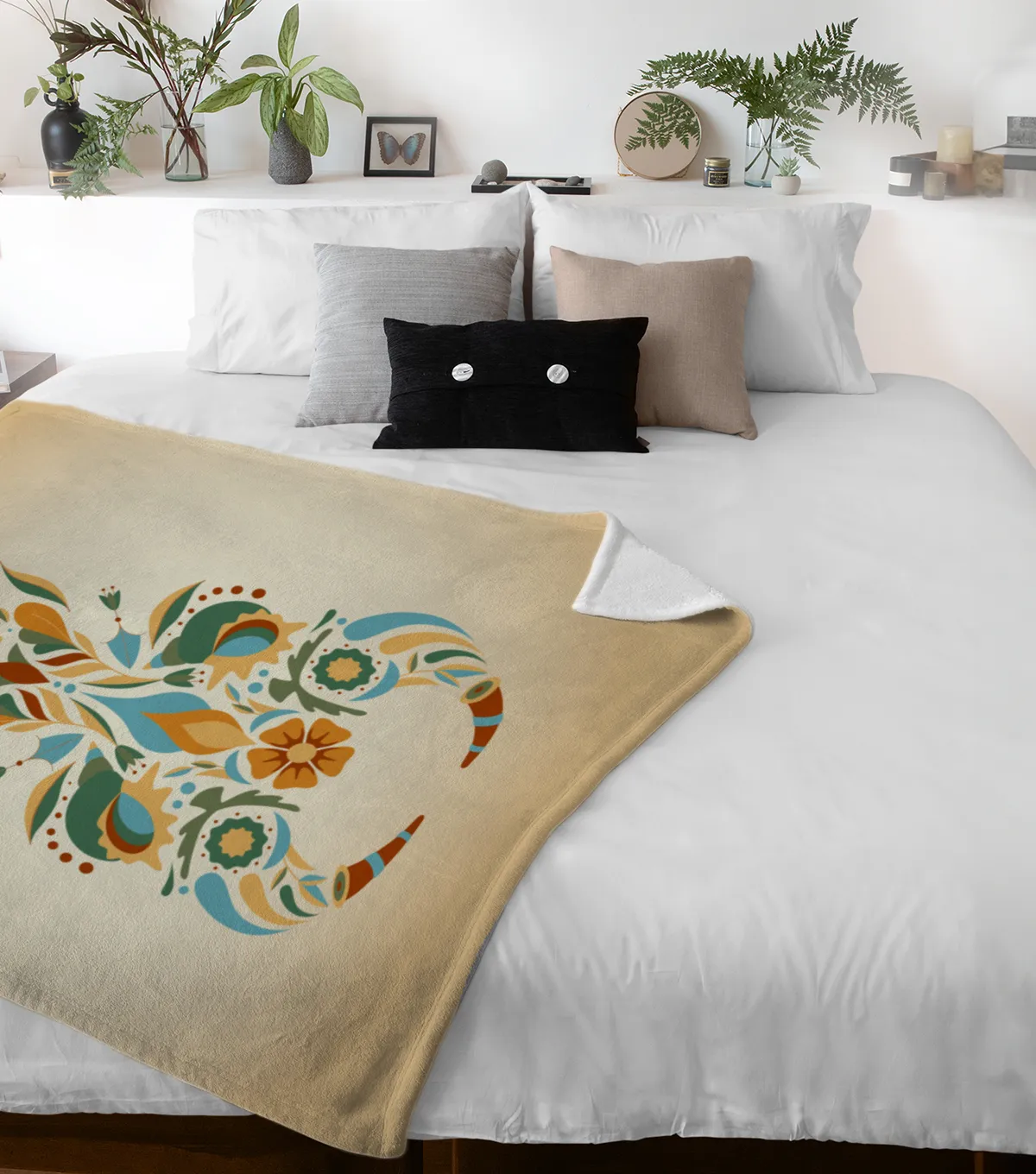 Sternzeichen Wohndecke Wassermann floral mit Namen personalisierbar