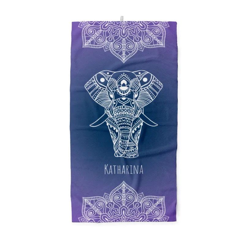 Handtuch Sommer - mit Namen personalisierbar - personalisiertes Namenshandtuch - Handtuch mit Wunschtext - Mandala Elefant