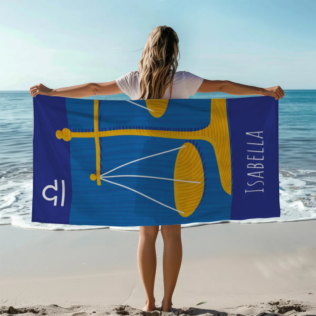 Strandtuch Sternzeichen Wassermann - mit Namen personalisierbar